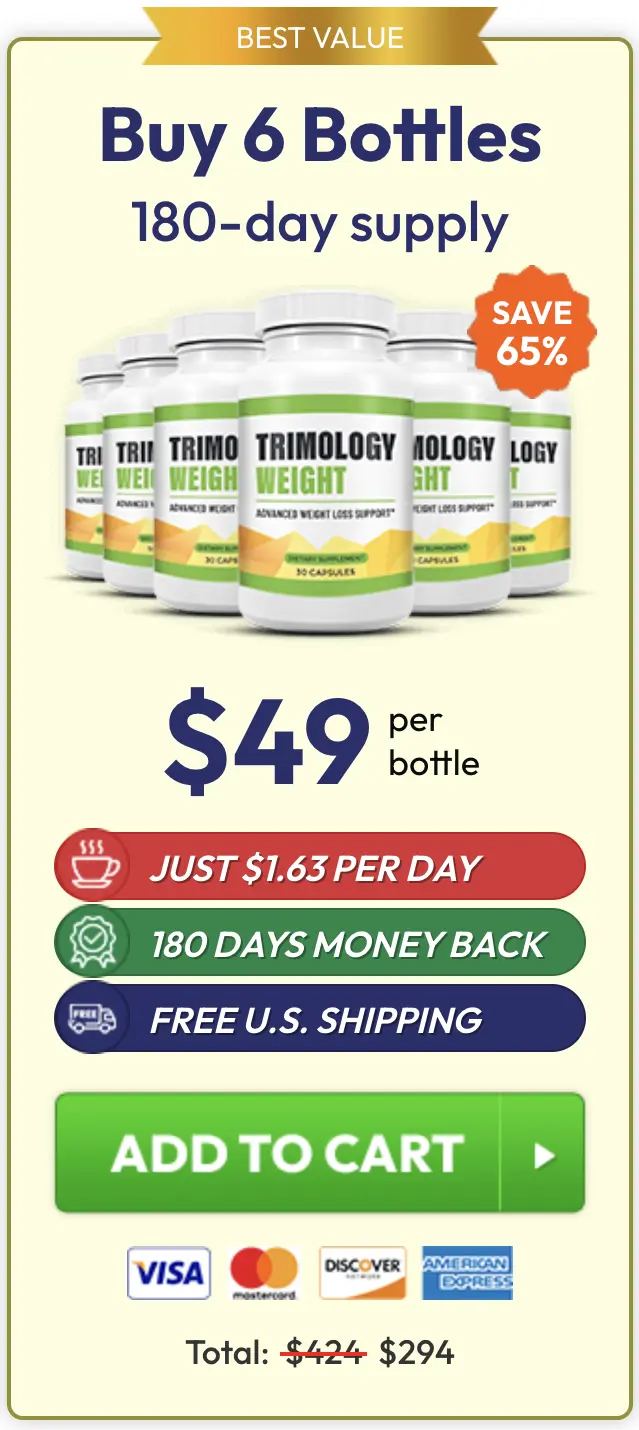 Buy 6 bottles Trimology 180-day supply best value